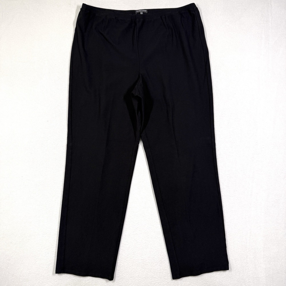 Eileen‎ Fisher Pants Womens 1X Washable Crepe Straight Pull On Stretch Black